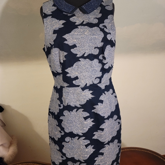 Let Me Be Dresses & Skirts - Navy Sheath 100% Cotton Dress Size 10